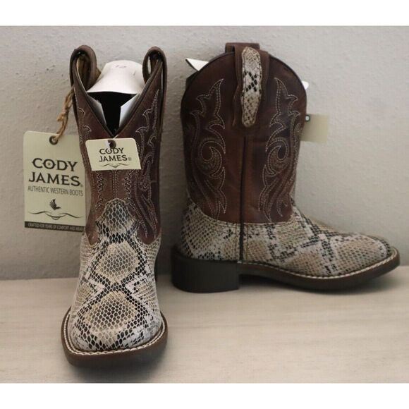 Cody James 43125 Boys' Sz 12D Brown Exotic Python Print Western Boots - Picture 1 of 11
